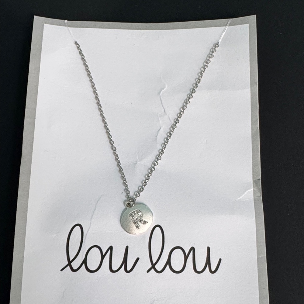 Silver Pendant Necklace with Initial 'R' - Picture 2 of 3